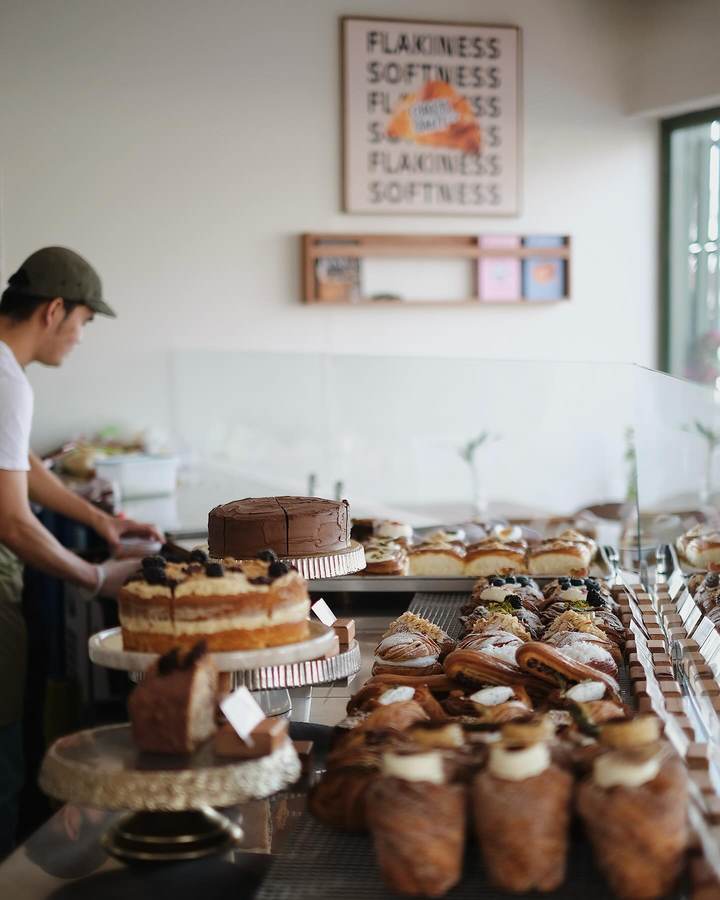 Pastry case at the counter